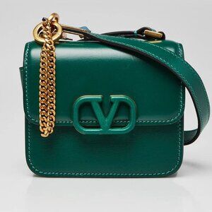 Valentino Green Smooth Calfskin Leather VSLING Micro Shoulder Bag